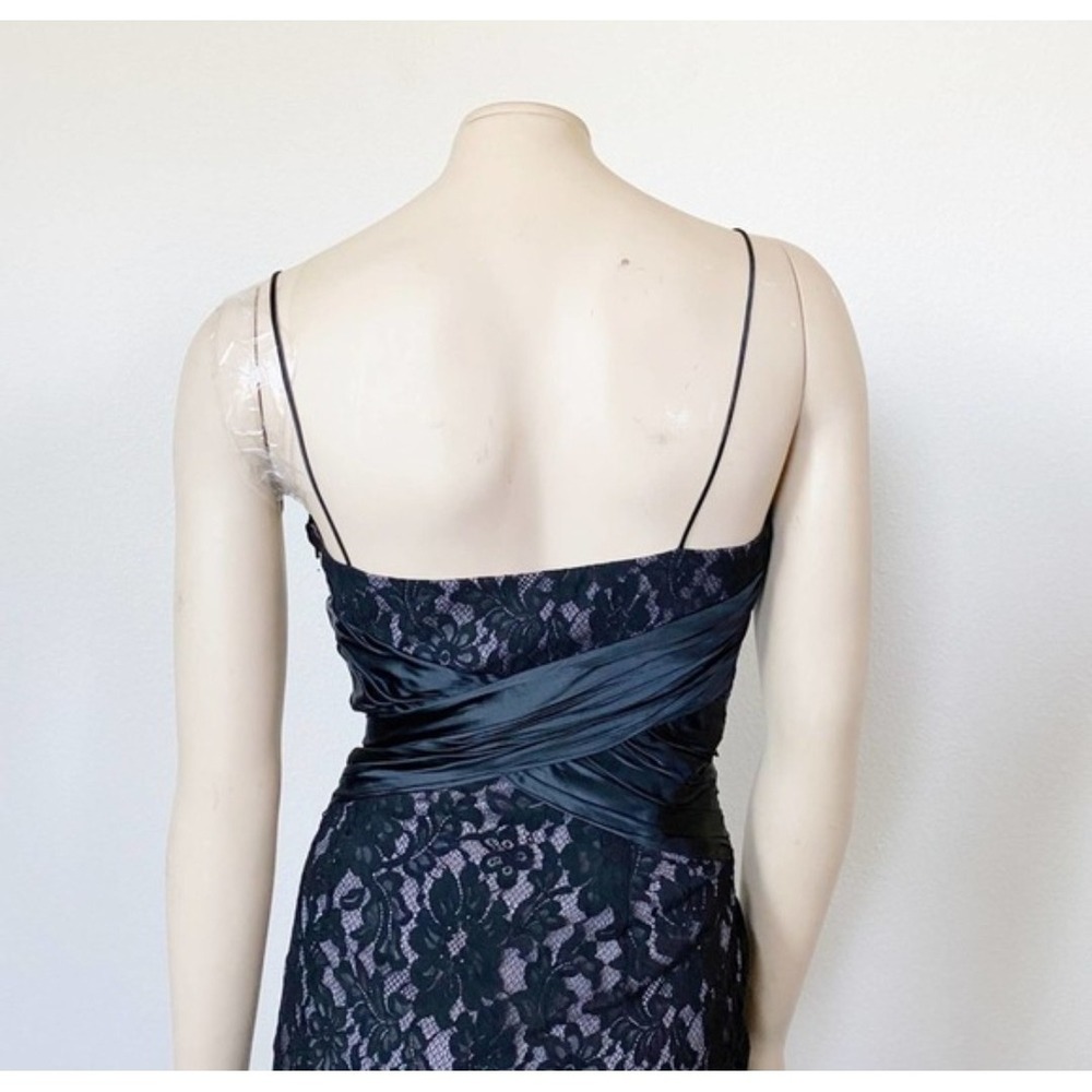 Anne Klein Black Lace Spaghetti Strap Sheath Dress Silk Satin Waist Sz 16 - Picture 6 of 13